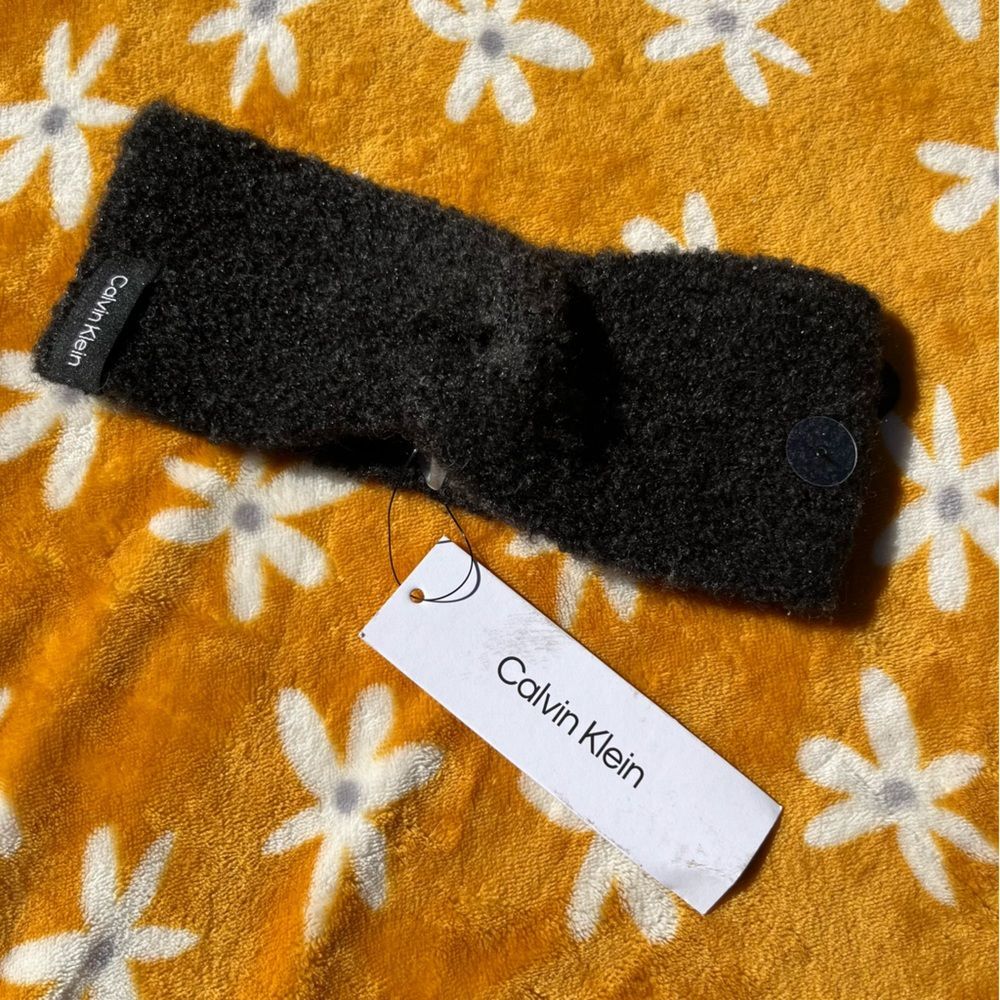 NWT $44 Calvin Klein Knit Knot Headband Earwarmer Dark Grey Hair Accesories NEW
